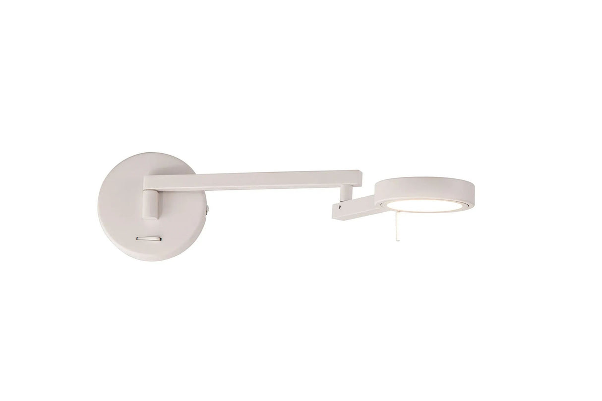 Carney Switched Adjustable Swing Arm Wall Lamp/Reader, 8W LED, 3000K, Sand White