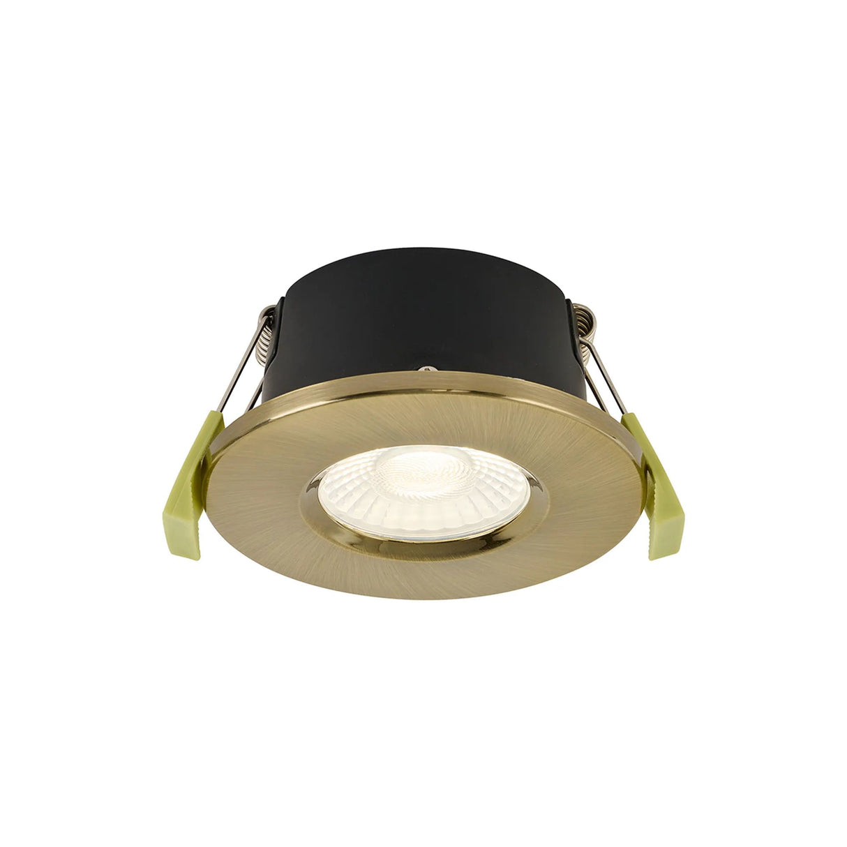 Channon 4/6/8W, Triac Dimmable 4CCT LED Fire Rated Downlight, Antique Brass Round Fixed, 400-800lm, IP65 DRIVER INC.
