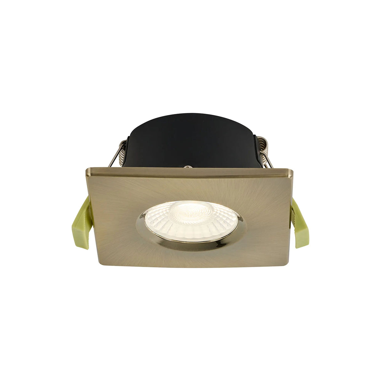 Channon 4/6/8W, Triac Dimmable 4CCT LED Fire Rated Downlight, Antique Brass Square Fixed, 400-800lm, IP65 DRIVER INC.