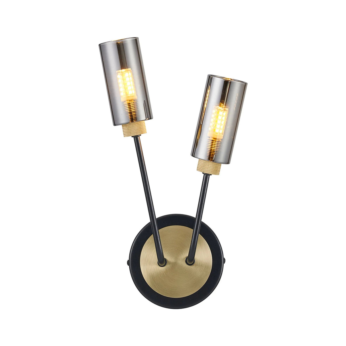 Clamp Wall Lamp, 2 x G9, Satin Black/Gold/Smoked Glass