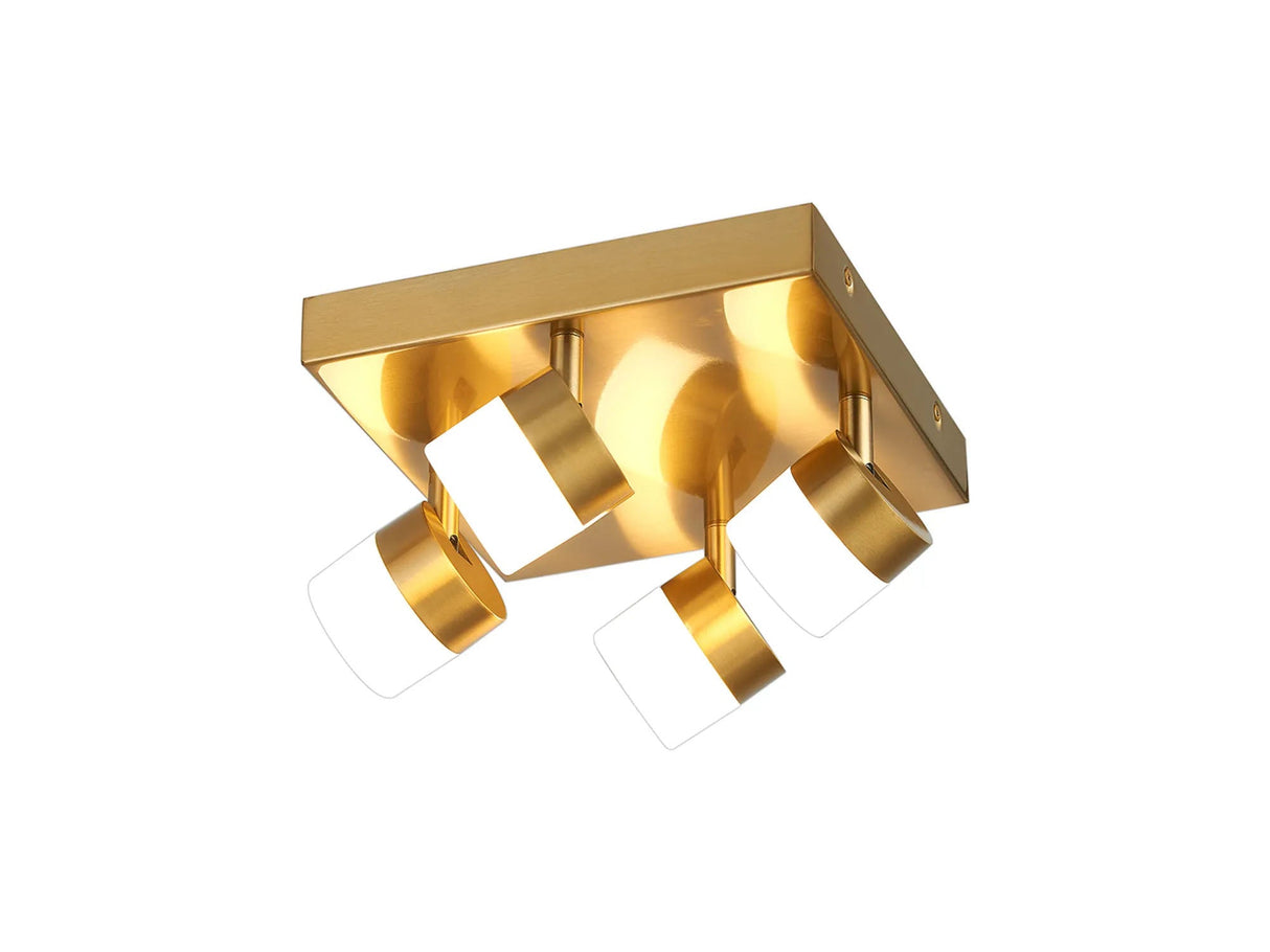 Coady 4 Light Ceiling, 4 x 5W LED, 3000K, IP44, Brass