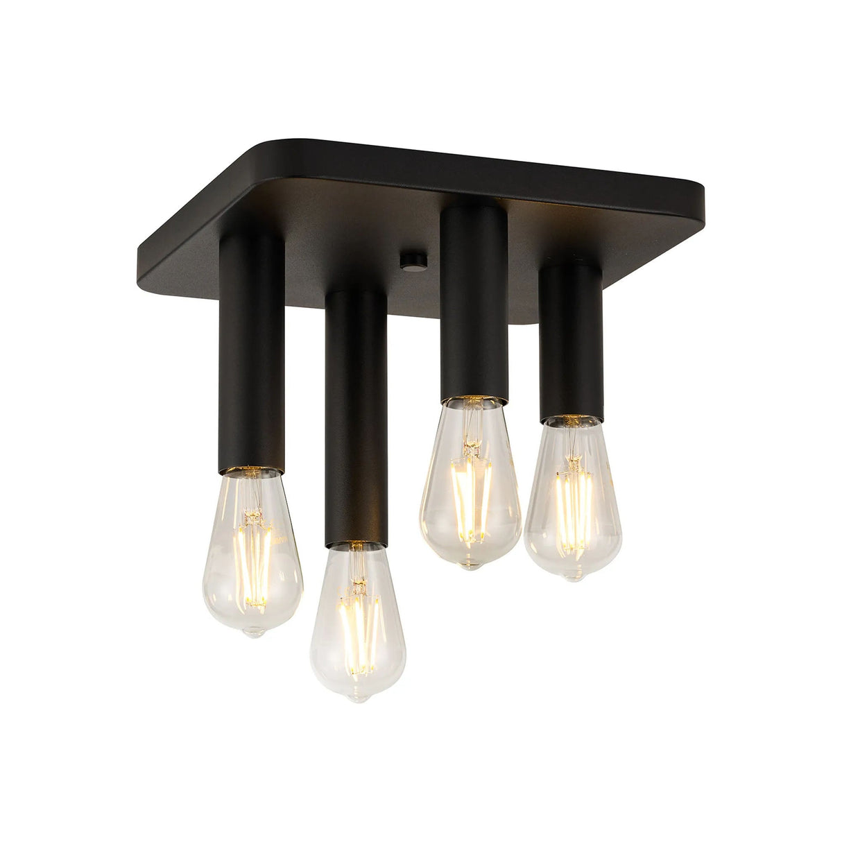 Cohen 4 Light Square Ceiling E27, Satin Black