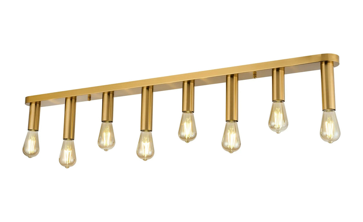 Cohen 8 Light Linear Ceiling E27, Antique Gold