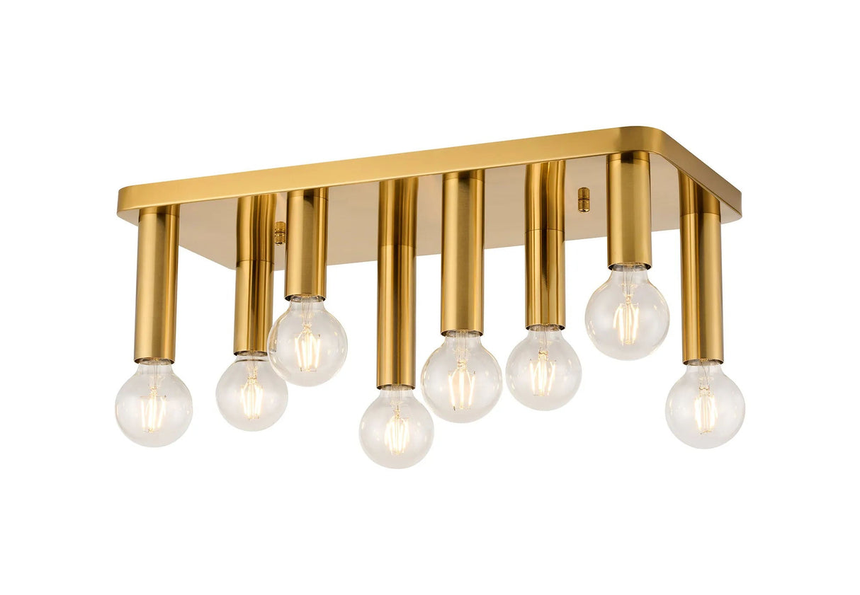 Cohen 8 Light Rectangular Ceiling E27, Antique Gold