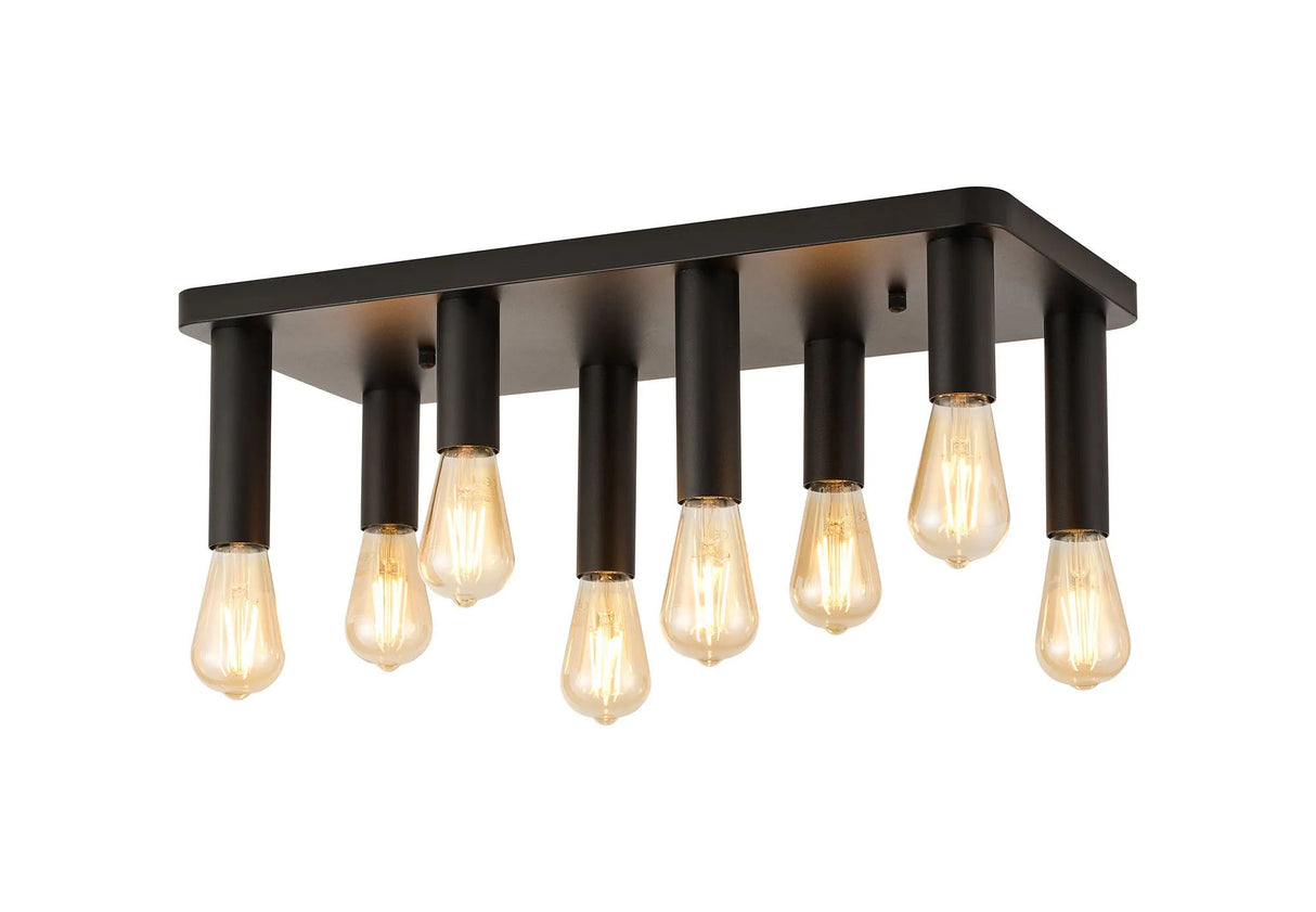 Cohen 8 Light Rectangular Ceiling E27, Satin Black