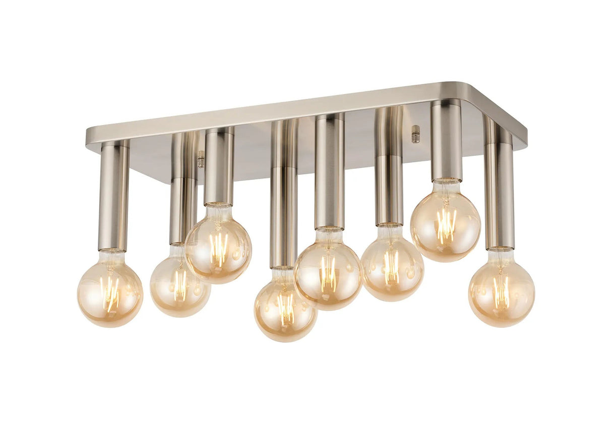 Cohen 8 Light Rectangular Ceiling E27, Satin Nickel