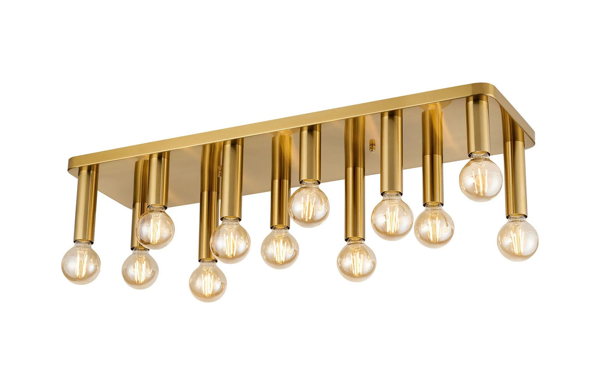 Cohen 12 Light Rectangular Ceiling E27, Antique Gold