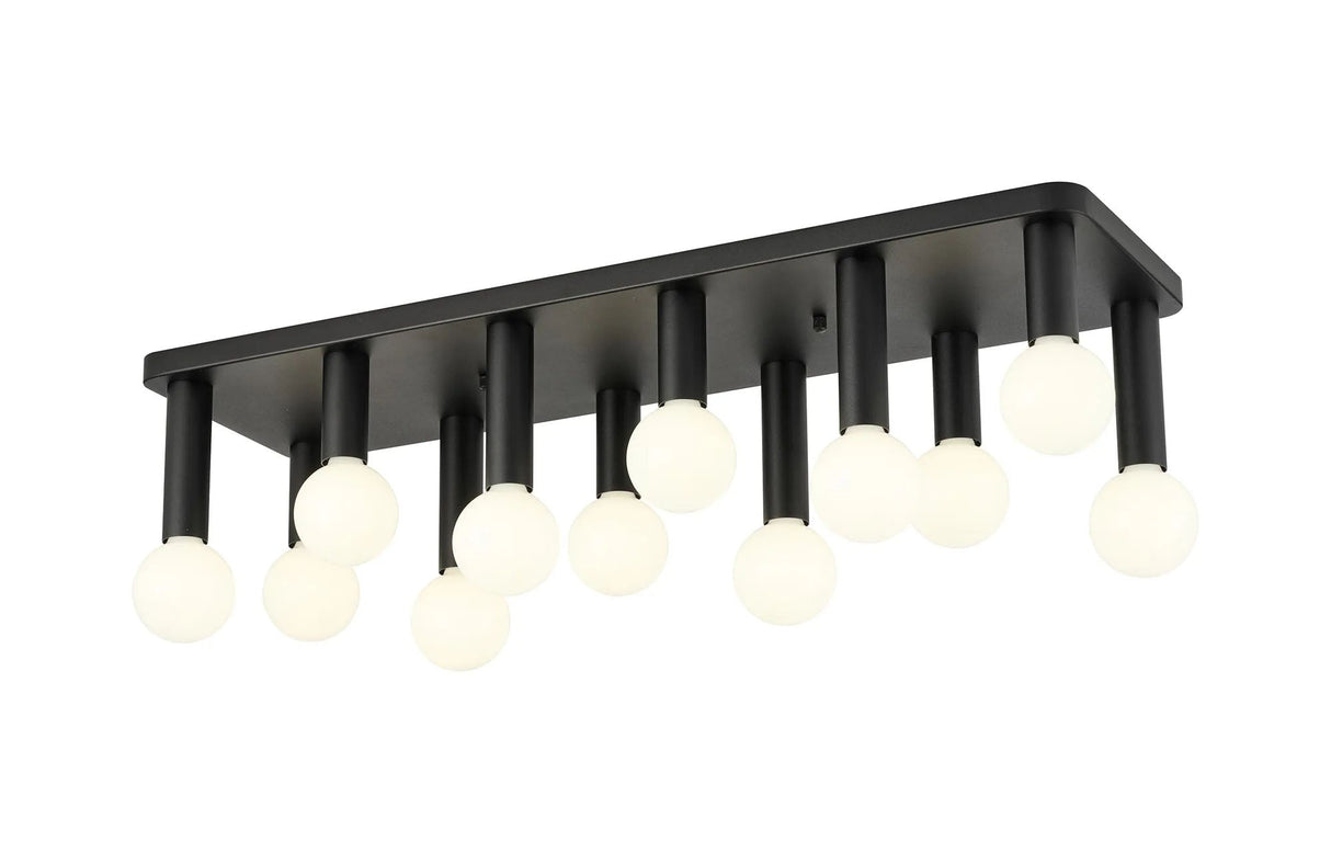 Cohen 12 Light Rectangular Ceiling E27, Satin Black