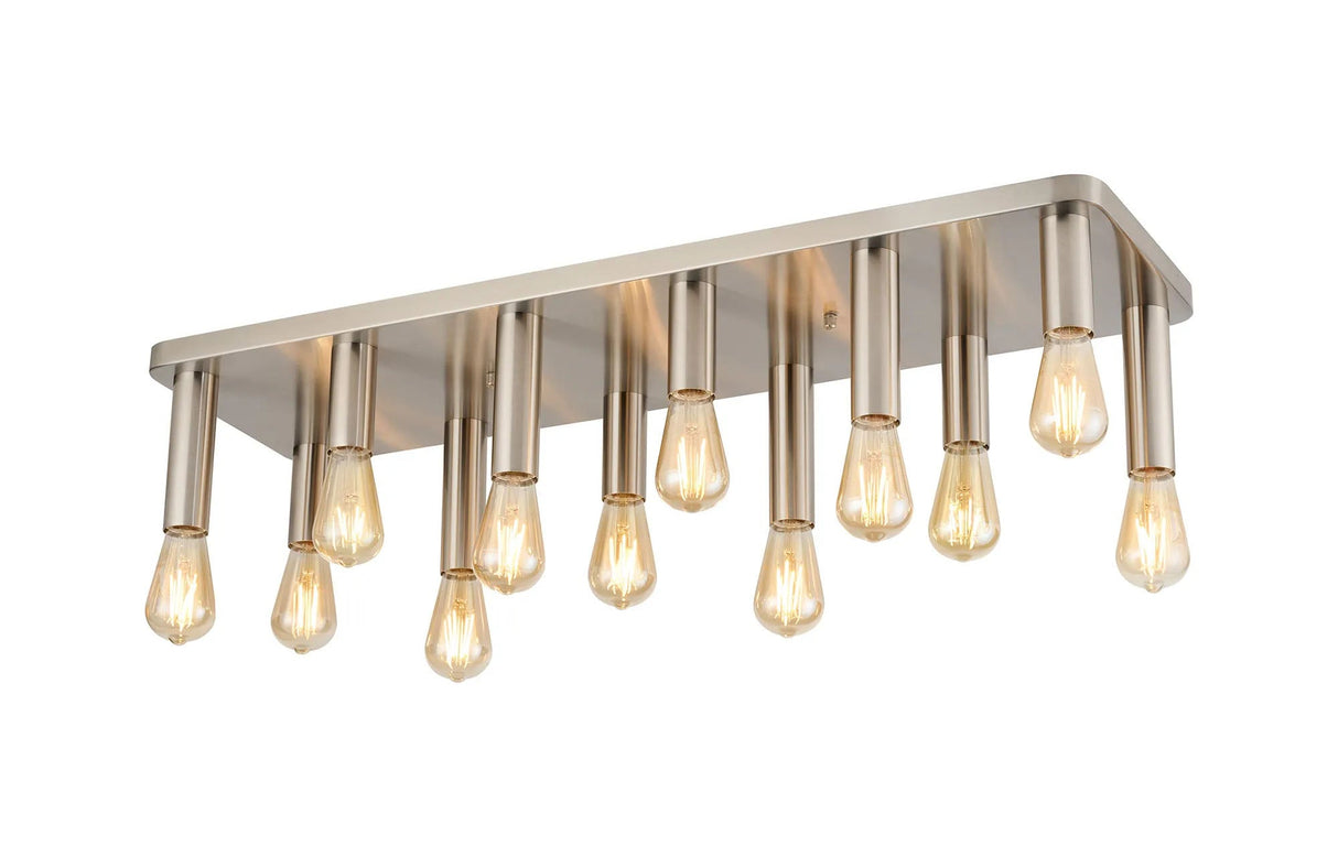 Cohen 12 Light Rectangular Ceiling E27, Satin Nickel