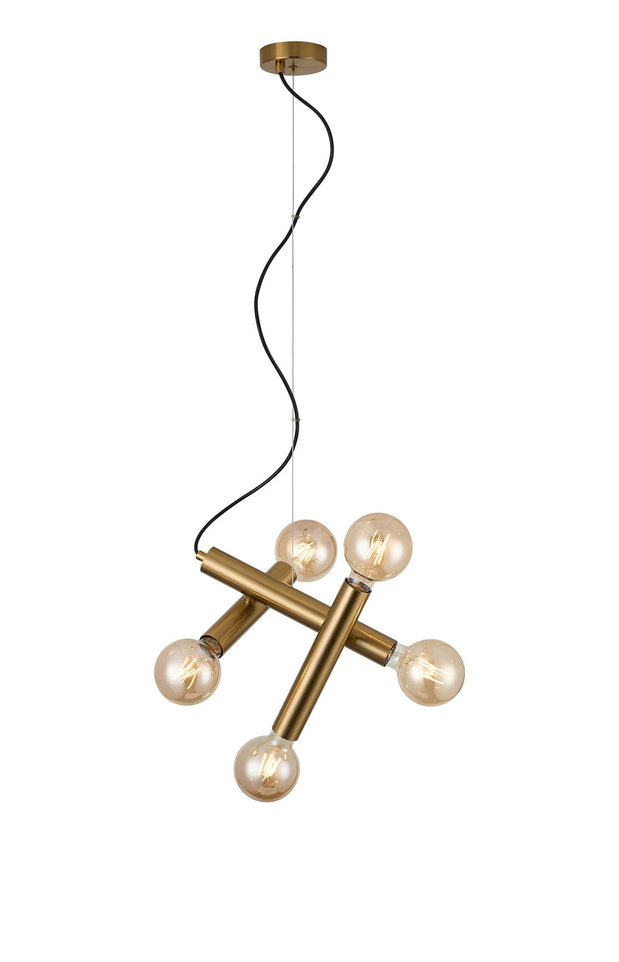 Cohen 3 Arm 5 Light Angled Pendant E27, Antique Gold