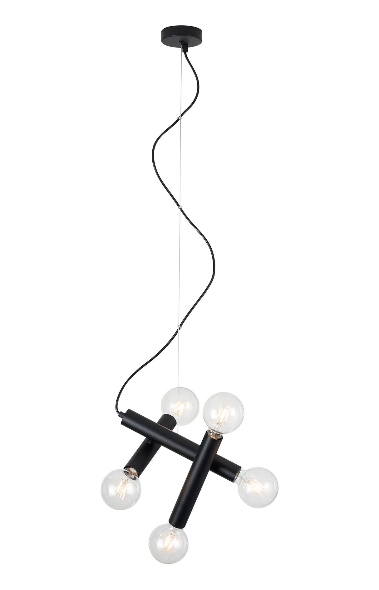 Cohen 3 Arm 5 Light Angled Pendant E27, Satin Black