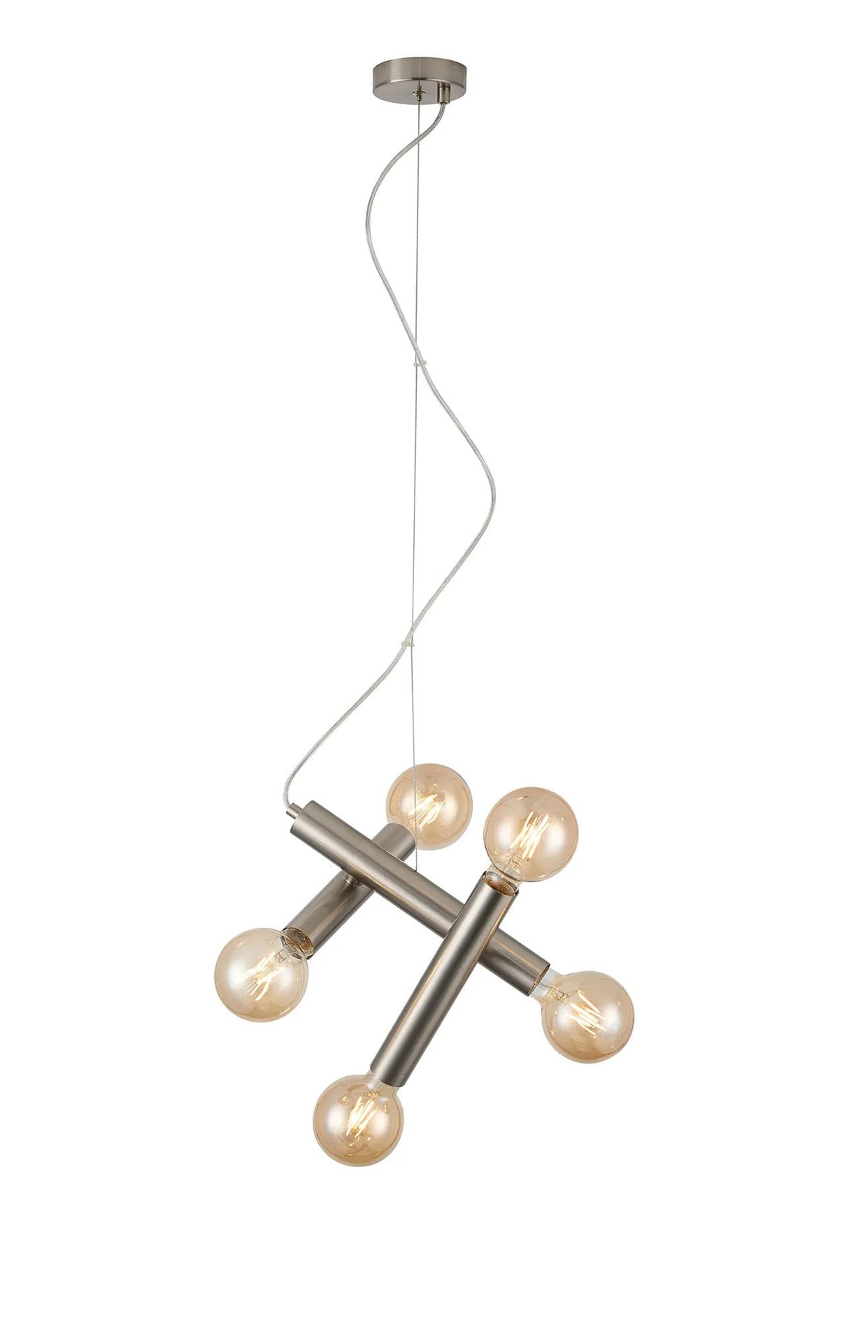 Cohen 3 Arm 5 Light Angled Pendant E27, Satin Nickel
