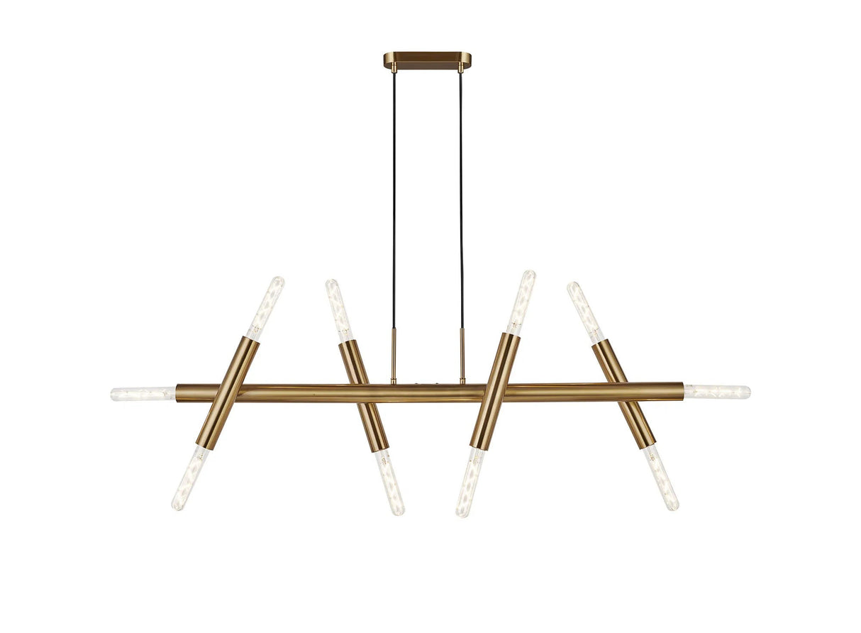 Cohen 5 Arm 10 Light Linear Adjustable Pendant E27, Antique Gold