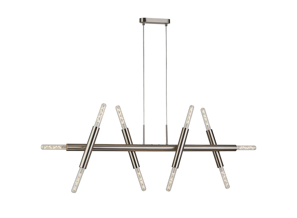 Cohen 5 Arm 10 Light Linear Adjustable Pendant E27, Satin Nickel