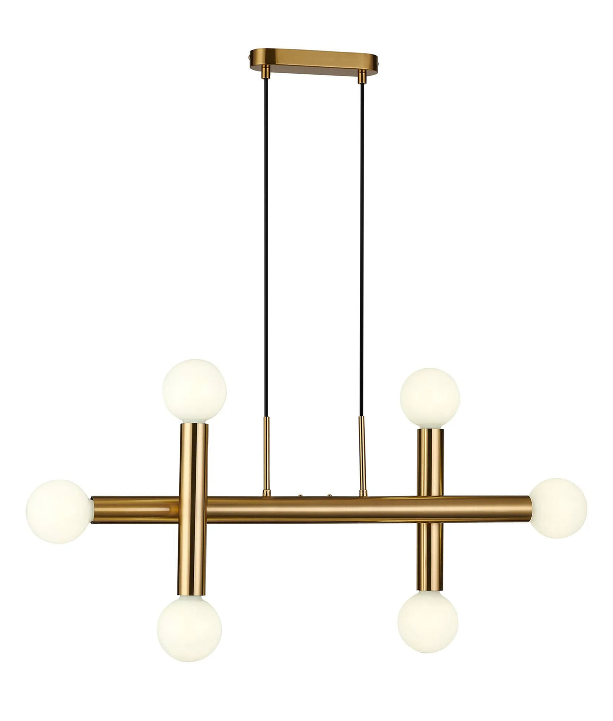 Cohen 3 Arm 6 Light Linear Adjustable Pendant/Semi Flush E27, Antique Gold