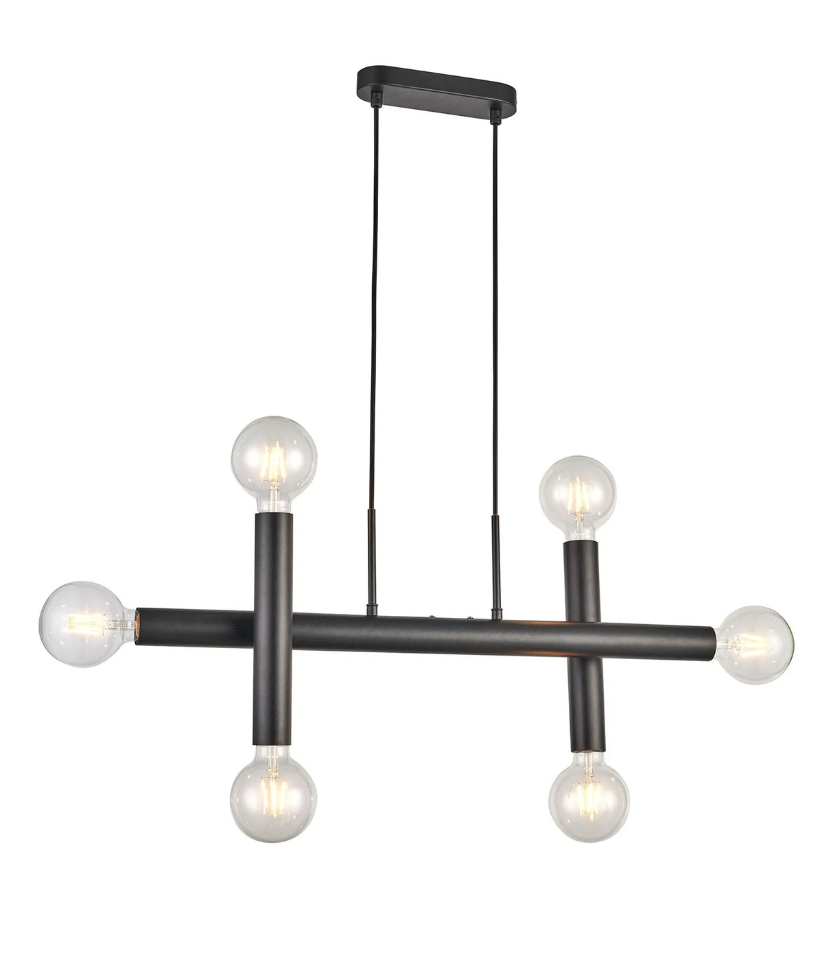 Cohen 3 Arm 6 Light Linear Adjustable Pendant/Semi Flush E27, Satin Black
