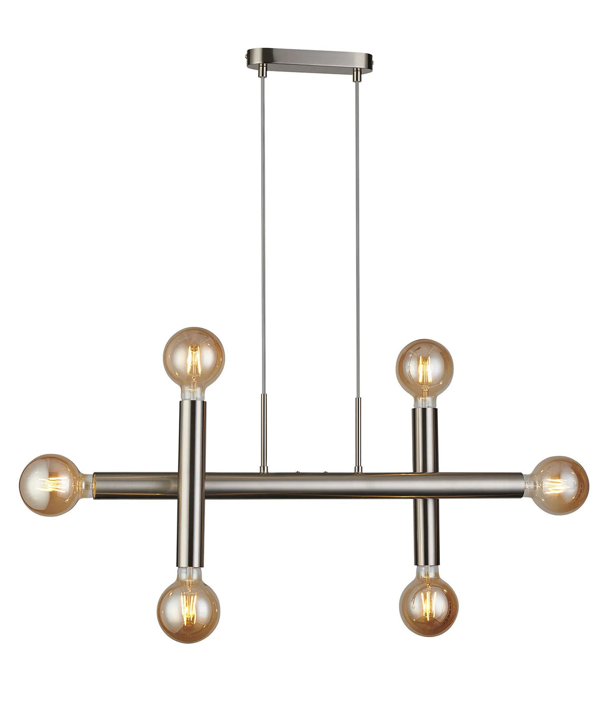Cohen 3 Arm 6 Light Linear Adjustable Pendant/Semi Flush E27, Satin Nickel