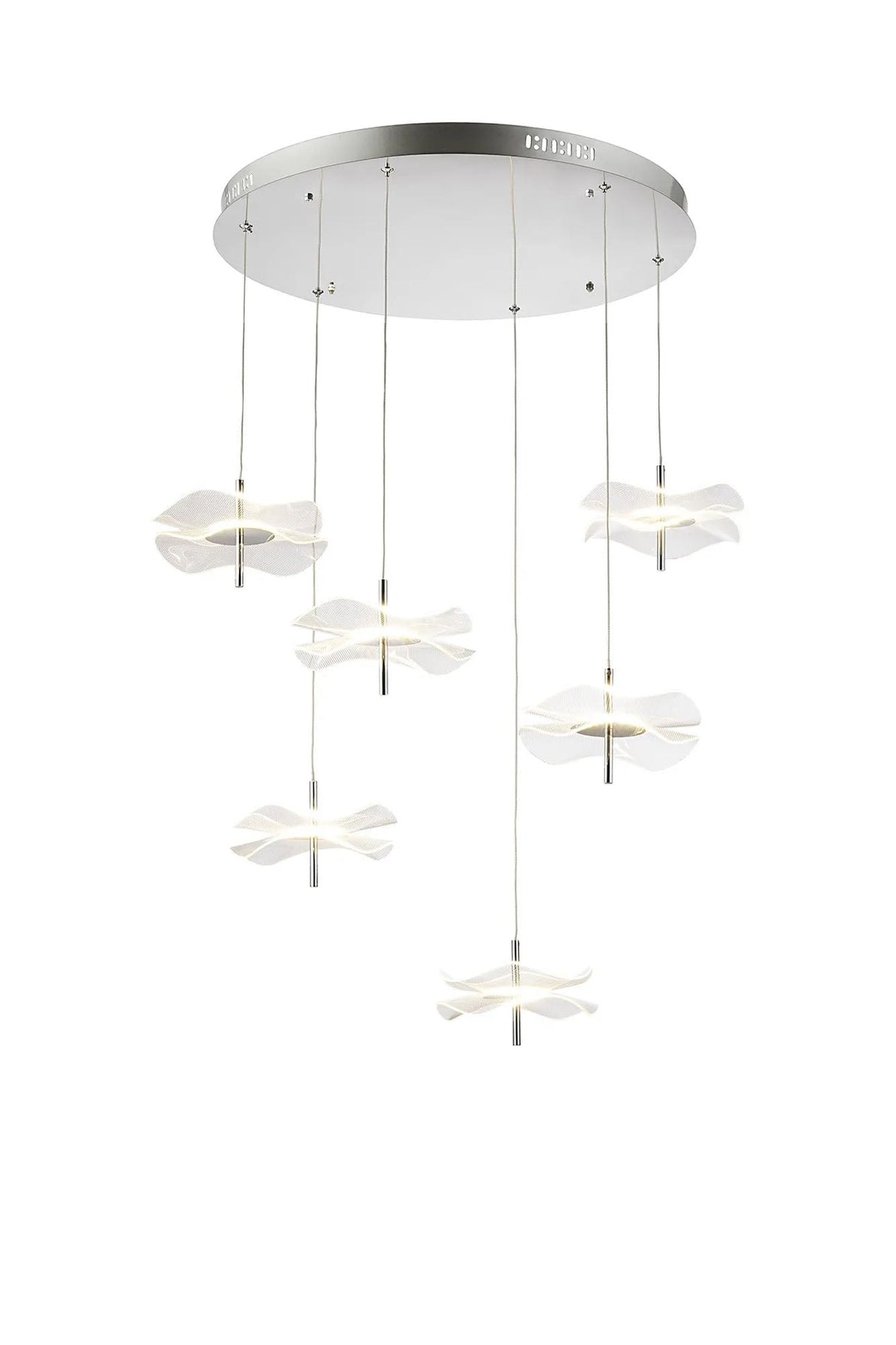 Corner Round Pendant, 6 x 6W LED, 4000K, Polished Chrome