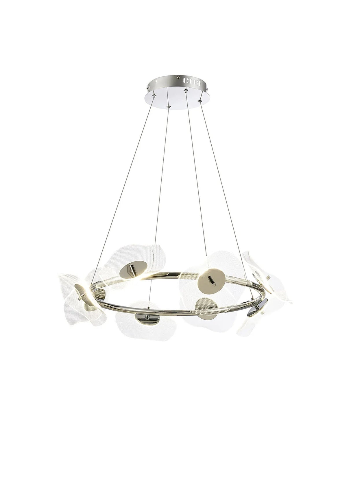 Corner Ring Pendant, 8 x 6W LED, 4000K ,3700lm, Polished Chrome
