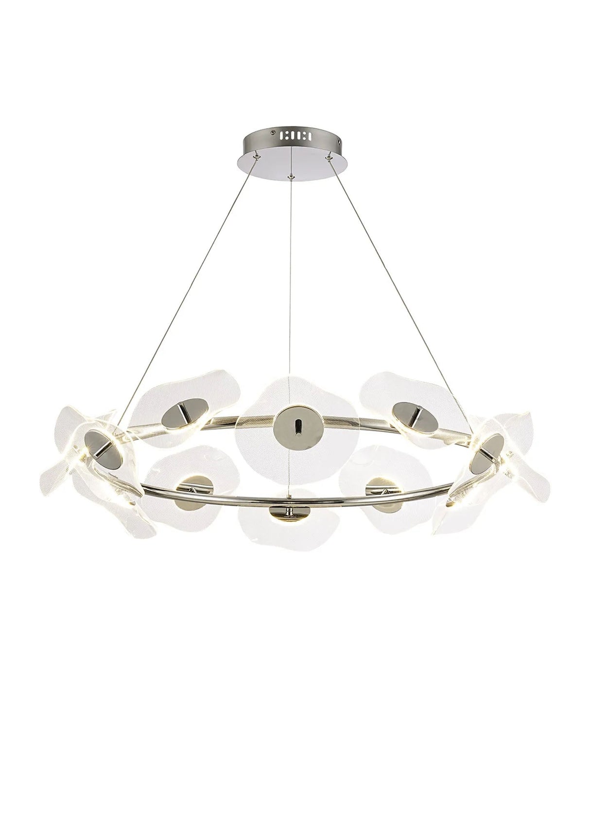 Corner Ring Pendant, 12 x 6W LED, 4000K, Polished Chrome