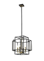 Coton Multi Height Pendant, 4 x E14, Black/Gold