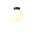Cunnington Small Oval Ball Flush Fitting 1 x E27 Matt Black Base With Frosted White Glass Globe