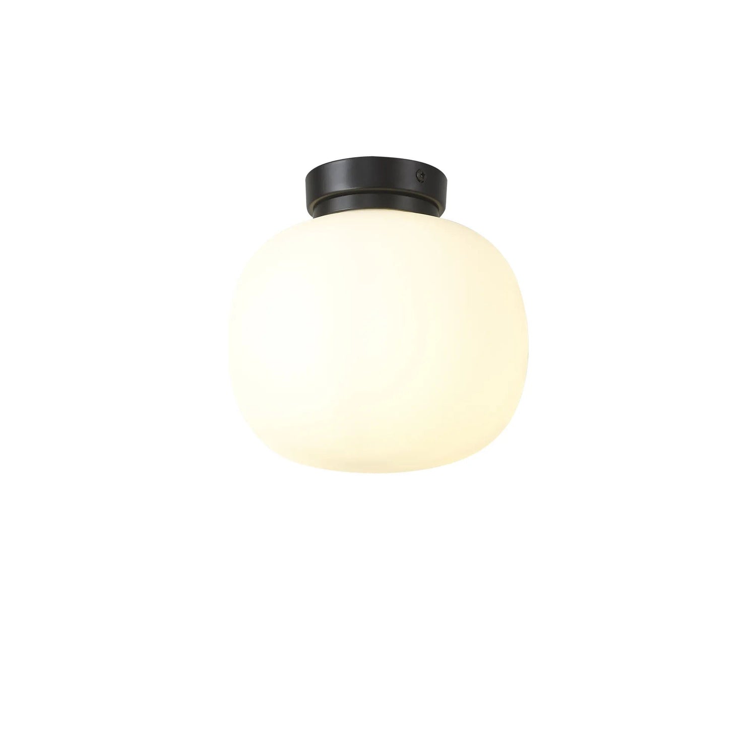 Cunnington Small Oval Ball Flush Fitting 1 x E27 Matt Black Base With Frosted White Glass Globe