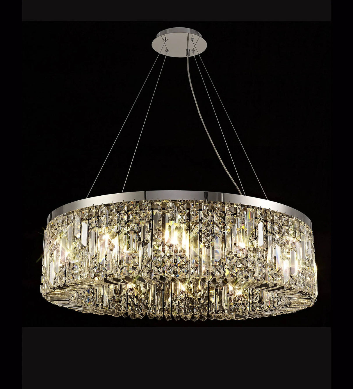 Devine 80cm Round Pendant Chandelier, 12 x E14, Polished Chrome/Crystal (16.8kg)