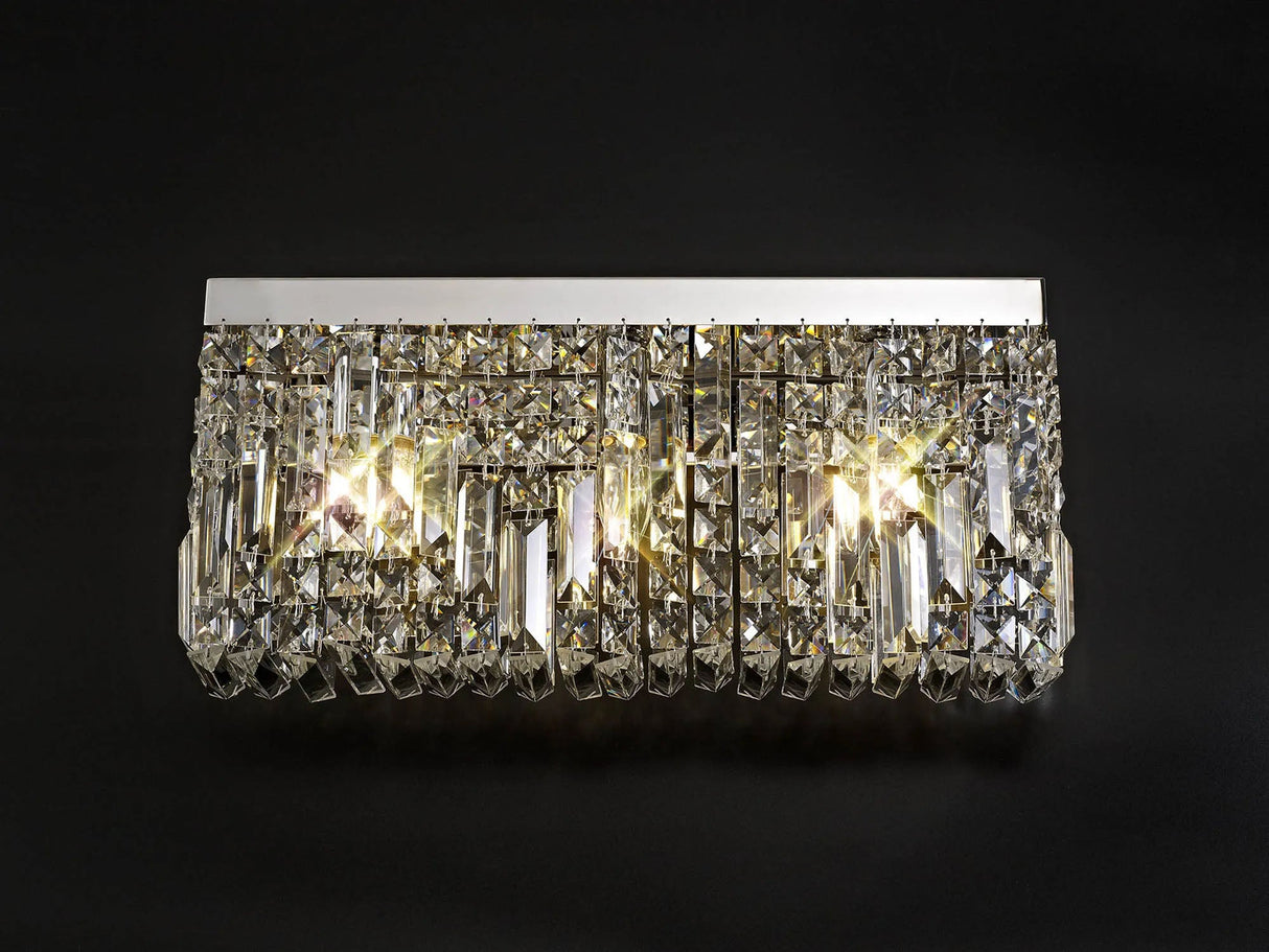 Devine 50x24cm Rectangular Large Wall Lamp, 3 x E14, Polished Chrome/Crystal