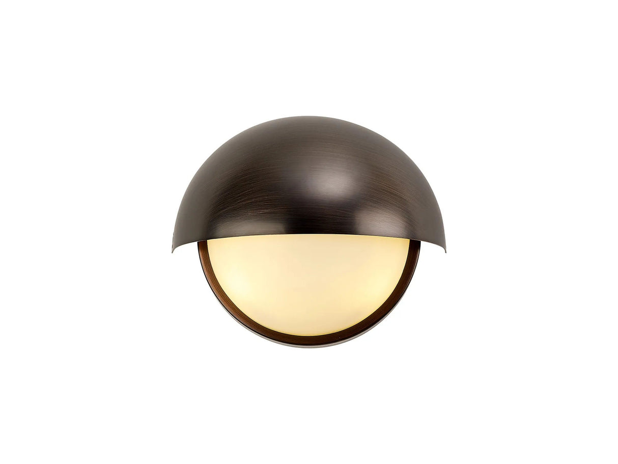 Diamond Wall Light, 2 x E14, IP54 (Indoor Use Only), Bronze/Opal Glass