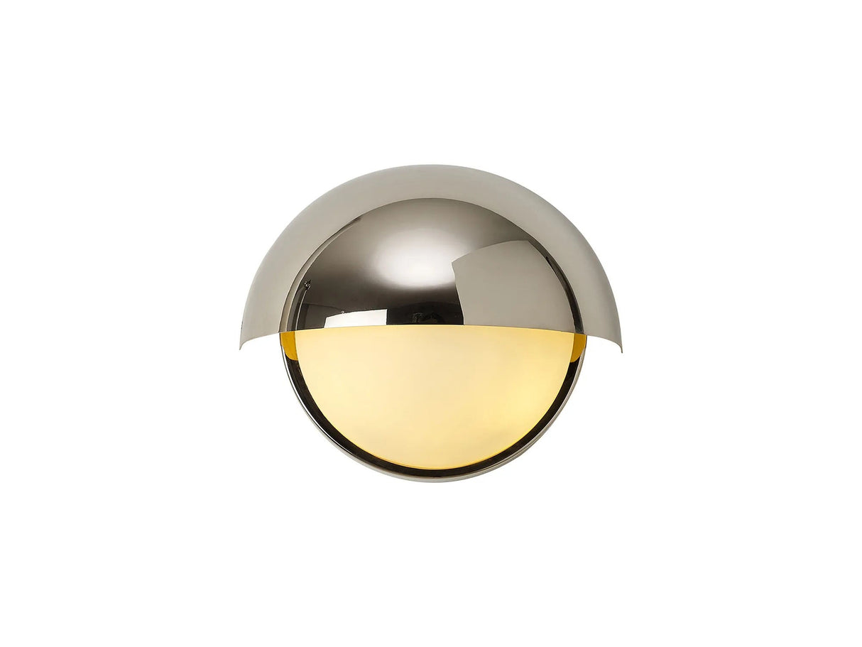 Diamond Wall Light, 2 x E14, IP54 (Indoor Use Only), Polished Nickel/Opal Glass
