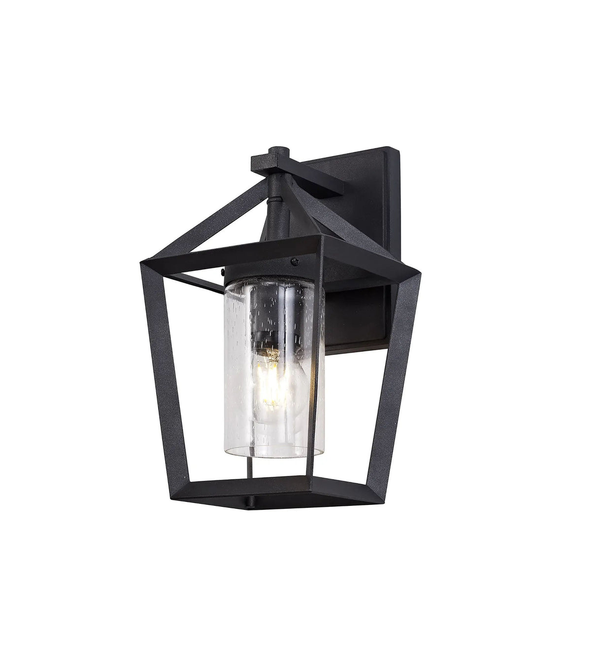 Docherty Down Wall Lamp, 1 x E27, IP54, Anthracite/Clear Rain Drop Effect Glass