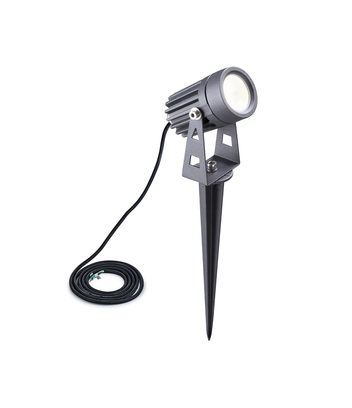 Dunn Spike/Wall Light, 3W LED, 3000K, 30 Degree, IP65, Grey/Black, c/w 2m Cable