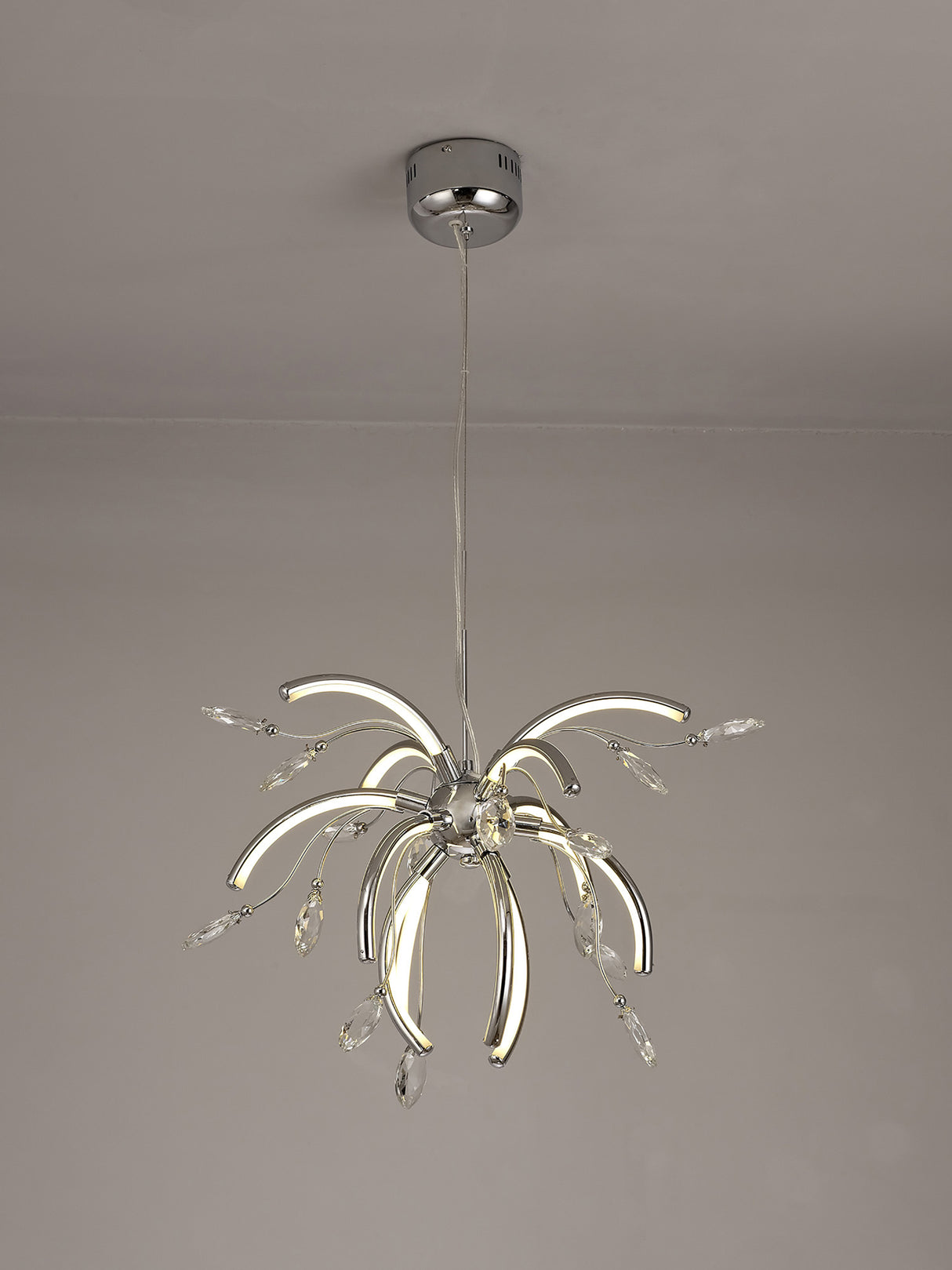 Dyce Medium Pendant, 12 x 2.5W LED, 3000K, 1243lm, Polished Chrome, 3yrs Warranty