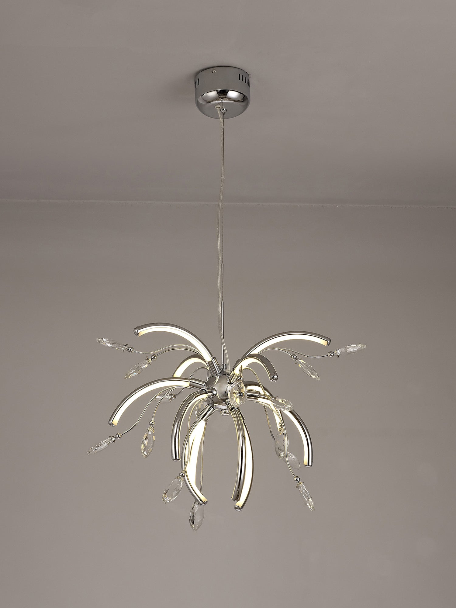 Dyce Medium Pendant, 12 x 2.5W LED, 3000K, 1243lm, Polished Chrome, 3yrs Warranty