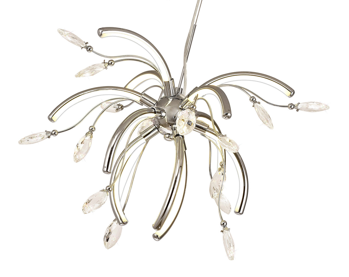 Dyce Medium Pendant, 12 x 2.5W LED, 3000K, 1243lm, Polished Chrome, 3yrs Warranty