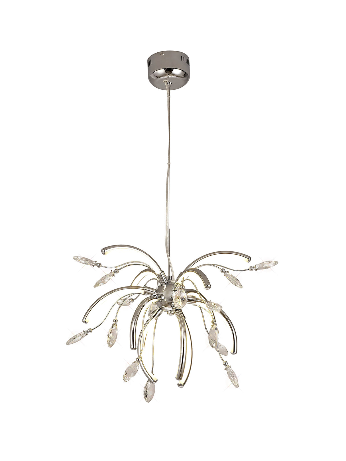 Dyce Medium Pendant, 12 x 2.5W LED, 3000K, 1243lm, Polished Chrome, 3yrs Warranty