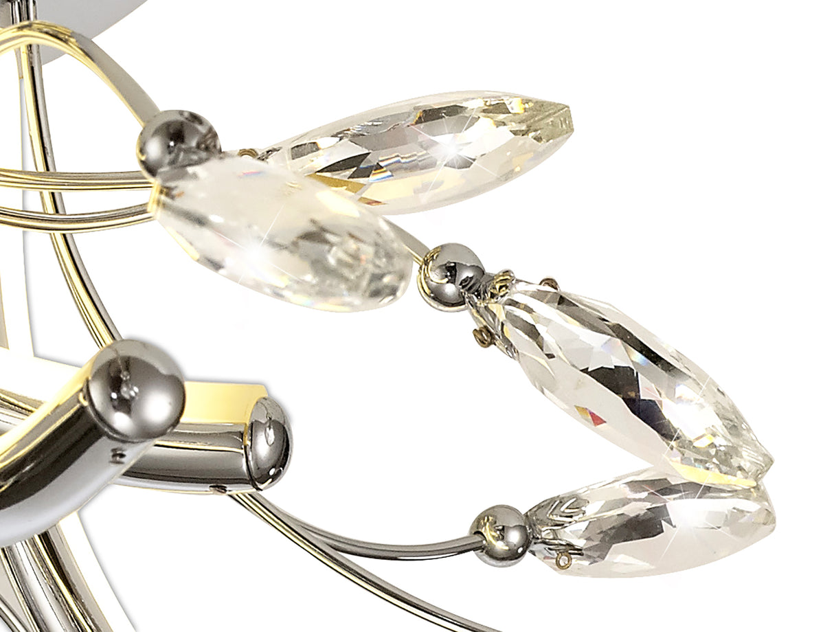 Dyce Medium Celing, 10 x 3.5W LED, 3000K, 1146lm, Polished Chrome, 3yrs Warranty