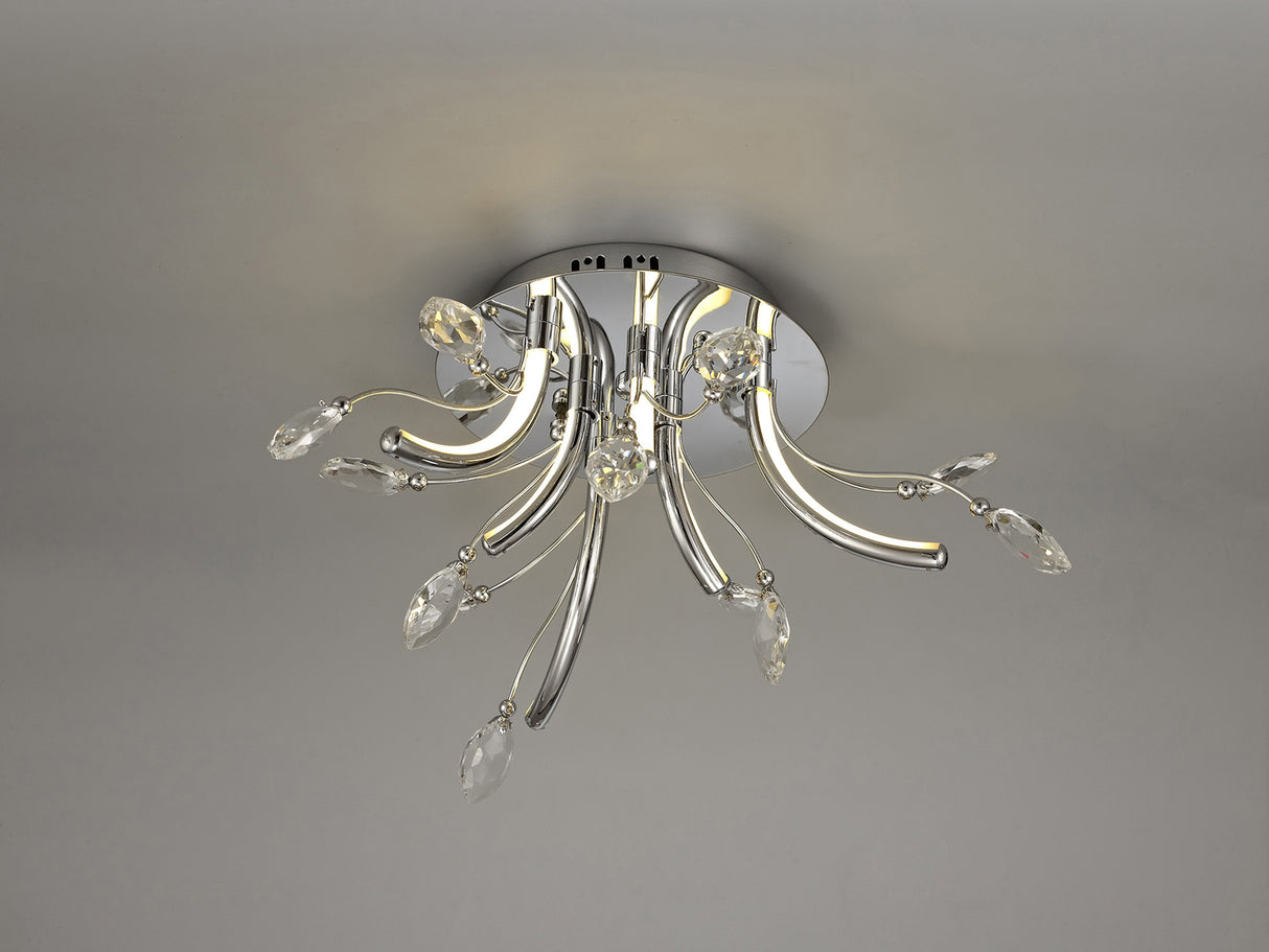 Dyce Small Celing, 6 x 2W LED, 3000K, 580lm, Polished Chrome, 3yrs Warranty