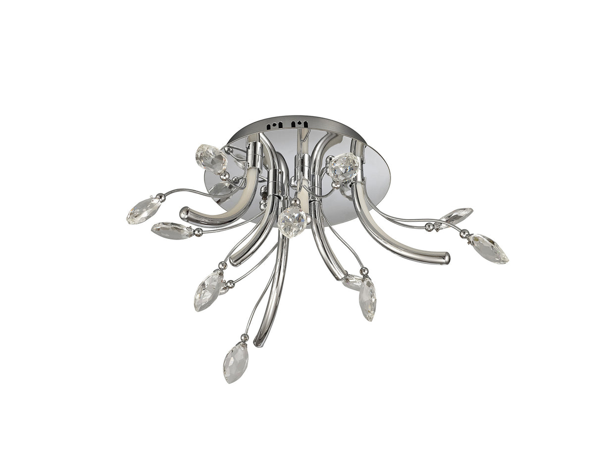 Dyce Small Celing, 6 x 2W LED, 3000K, 580lm, Polished Chrome, 3yrs Warranty