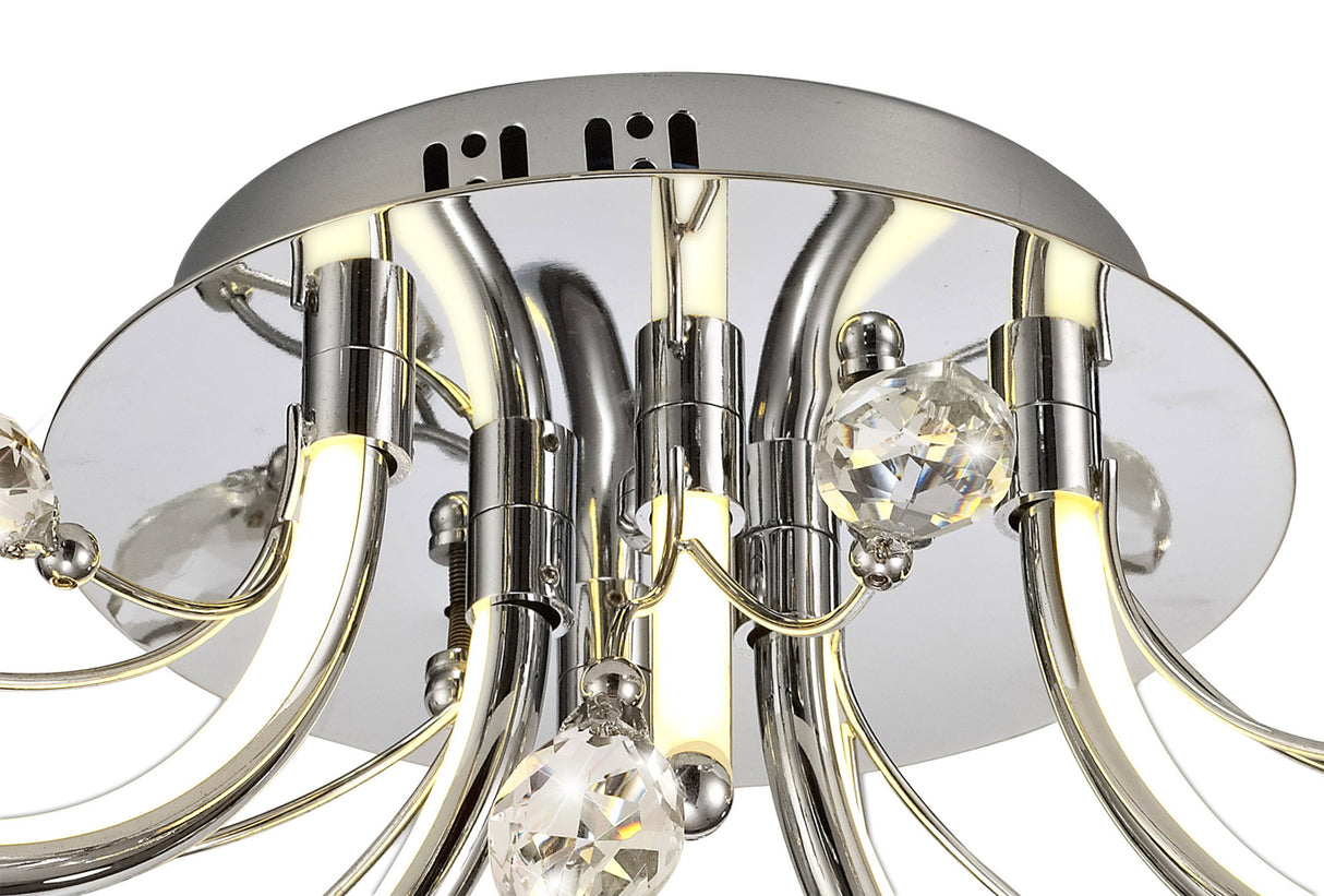 Dyce Small Celing, 6 x 2W LED, 3000K, 580lm, Polished Chrome, 3yrs Warranty