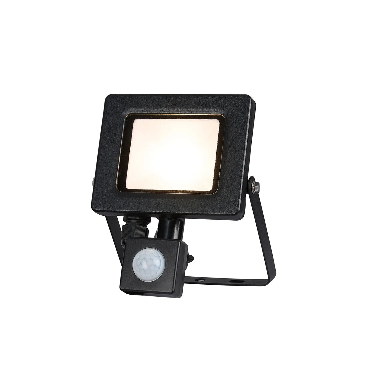 Eastham Floodlight With PIR Sensor, 24V DC, 8W LED, 3000K c/w 1m 2 x 0.75mm² PVC Cable, Male Connection, IP44, Black, 3yrs Warranty