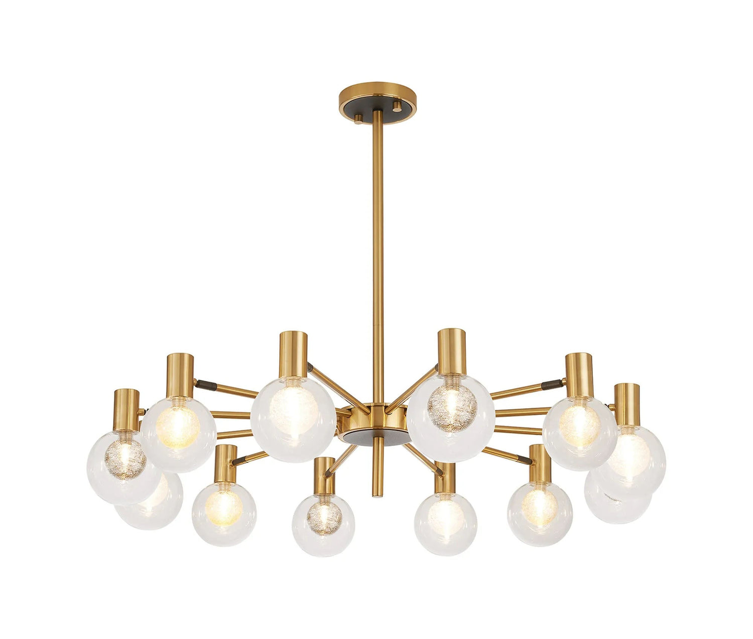 Ekwah Fixed Pendant/Semi Flush Adjustable Arms, 12 Light G9, Brass/Black/Clear/Gold Glass Shade