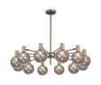 Ekwah Fixed Pendant/Semi Flush Adjustable Arms, 12 Light G9, Satin Nickel/Black/Smoke Glass Shade