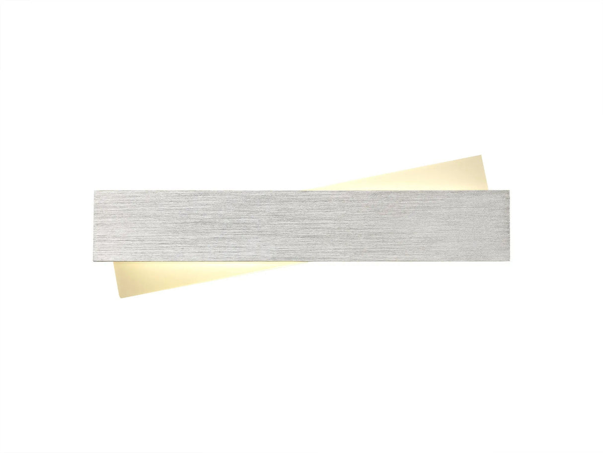 Elsdon 35cm Linear Wall Lamp, 1 x 8W LED, 3000K, 640lm, Brushed Aluminium/Frosted White