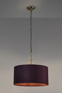 Embieton 2m Crystal Pendant, 1 Light E27, Antique Brass/Clear Crystal/Aubergine 50x25cm Velvet Shade