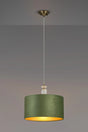 Embieton 1.9m Crystal Pendant, 1 Light E27, Antique Brass/Clear Crystal/Moss Green/Gold 40x22cm Velvet Shade