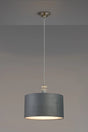 Embieton 1.9m Crystal Pendant, 1 Light E27, Antique Brass/Clear Crystal/Dark Grey/Silver 40x22cm Velvet Shade