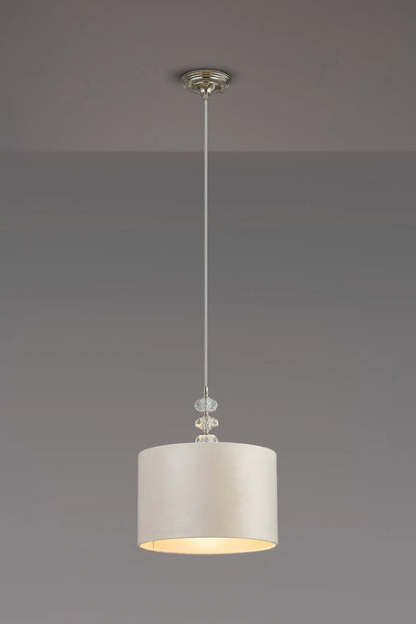 Embieton 1.9m Crystal Pendant, 1 Light E27, Antique Brass/Clear Crystal/Mink/Prosecco 30x20cm Velvet Shade