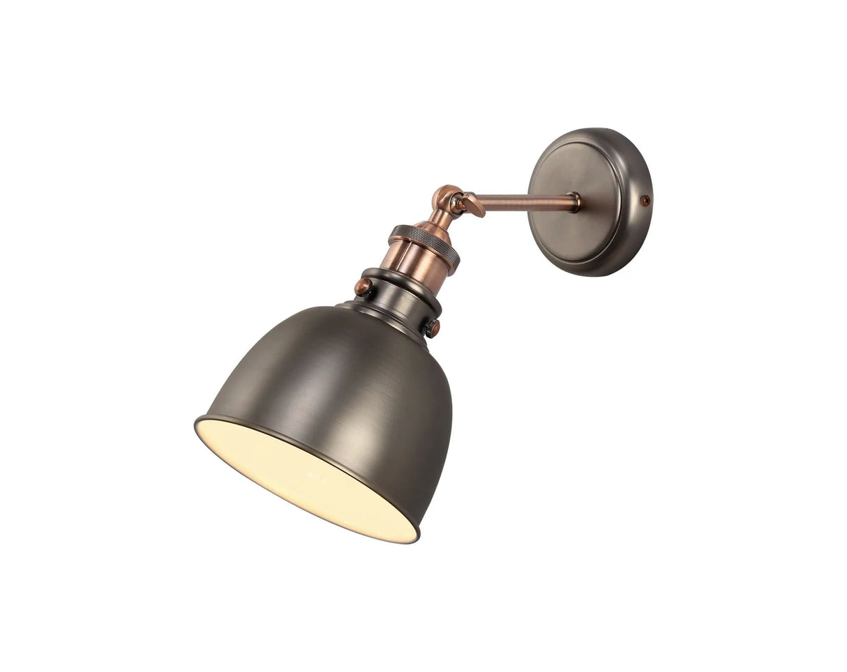 Entwistle Adjustable Wall Lamp, 1 x E27, Antique Silver/Copper/White
